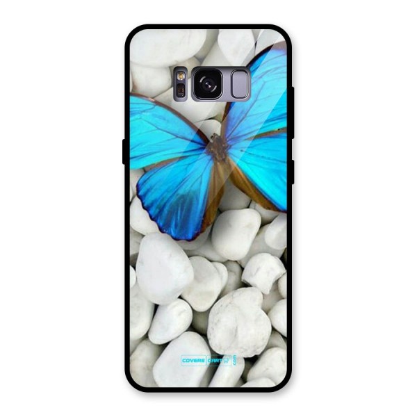 Blue Butterfly Glass Back Case for Galaxy S8