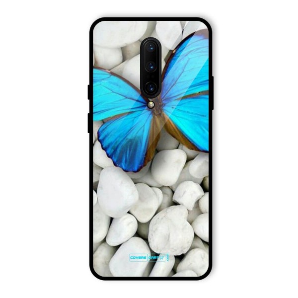 Blue Butterfly Glass Back Case for OnePlus 7 Pro