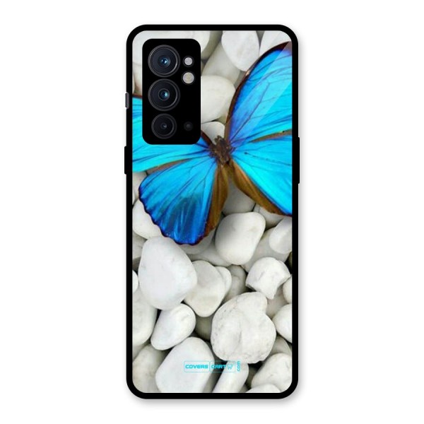 Blue Butterfly Glass Back Case for OnePlus 9RT 5G