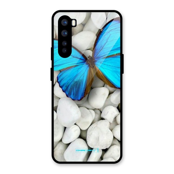 Blue Butterfly Glass Back Case for OnePlus Nord