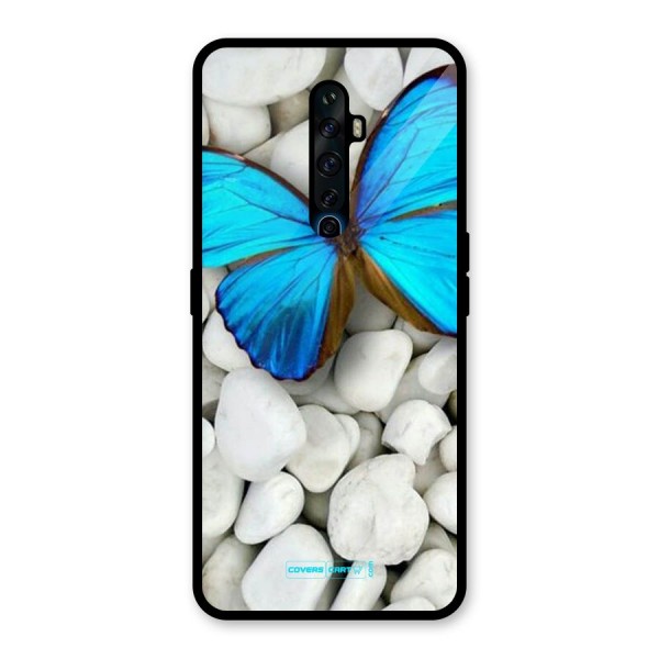 Blue Butterfly Glass Back Case for Oppo Reno2 Z