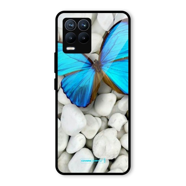 Blue Butterfly Glass Back Case for Realme 8 Pro