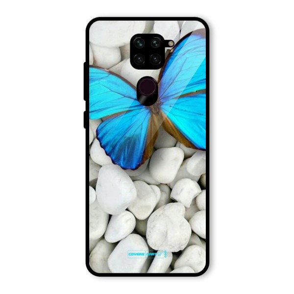 Blue Butterfly Glass Back Case for Redmi Note 9