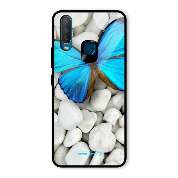 Blue Butterfly Glass Back Case for Vivo Y12