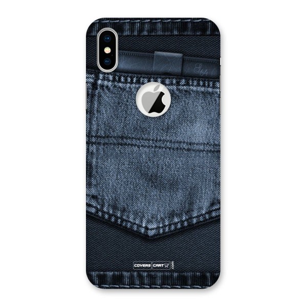 Blue Denim Back Case for iPhone X Logo Cut