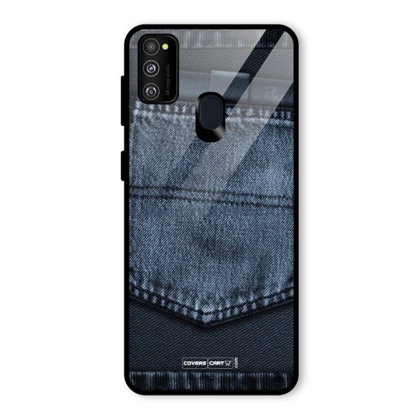 Blue Denim Glass Back Case for Galaxy M21