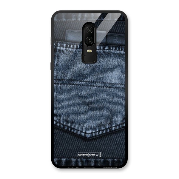 Blue Denim Glass Back Case for OnePlus 6