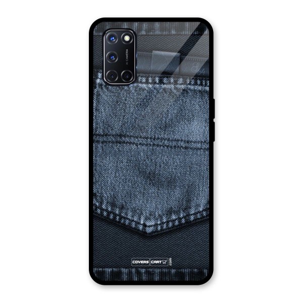 Blue Denim Glass Back Case for Oppo A52