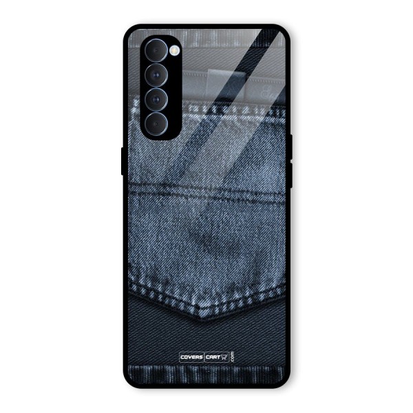 Blue Denim Glass Back Case for Oppo Reno4 Pro