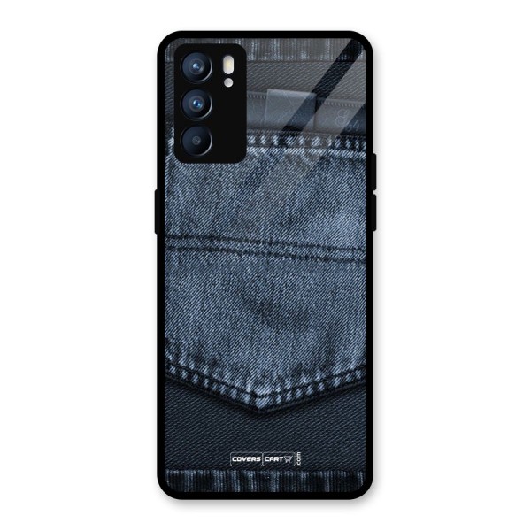 Blue Denim Glass Back Case for Oppo Reno6 5G