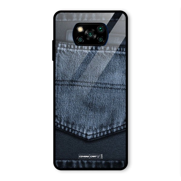 Blue Denim Glass Back Case for Poco X3 Pro