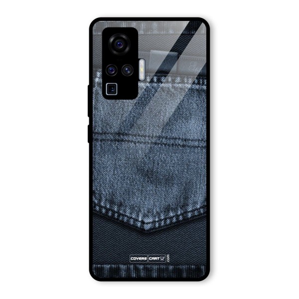 Blue Denim Glass Back Case for Vivo X50 Pro