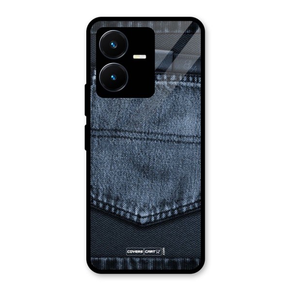 Blue Denim Glass Back Case for Vivo Y22