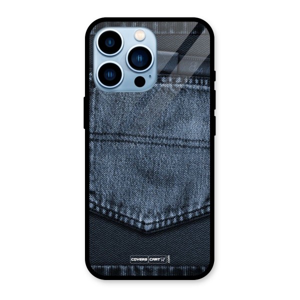 Blue Denim Glass Back Case for iPhone 13 Pro