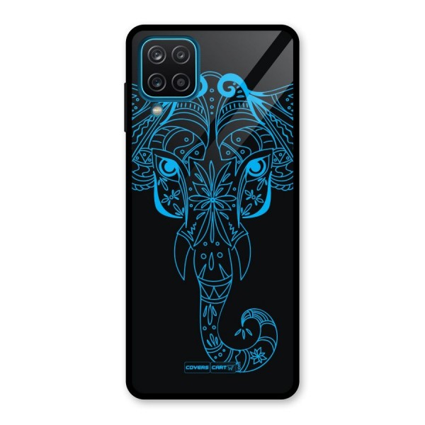 Blue Elephant Ethnic Glass Back Case for Galaxy A12