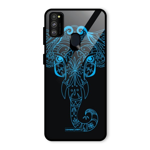 Blue Elephant Ethnic Glass Back Case for Galaxy M21