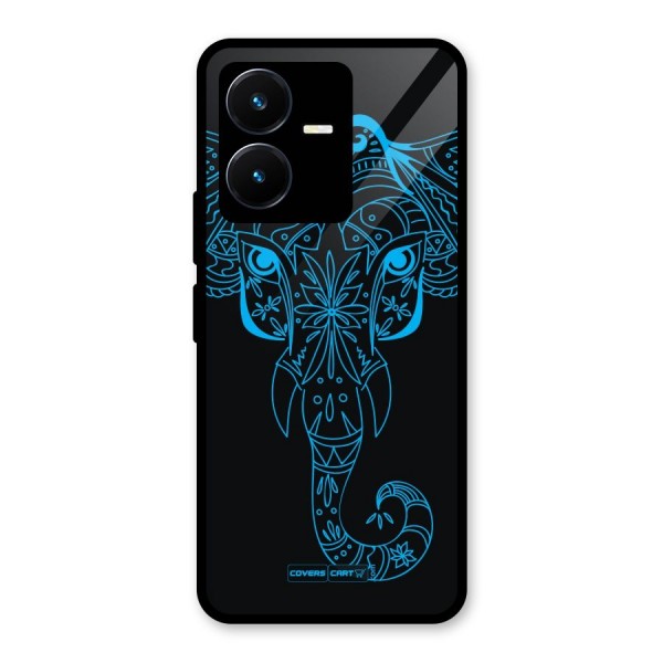 Blue Elephant Ethnic Glass Back Case for Vivo Y22