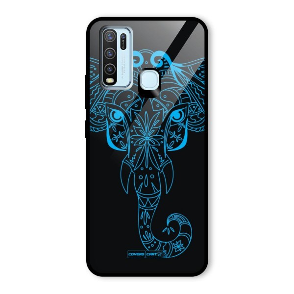 Blue Elephant Ethnic Glass Back Case for Vivo Y30