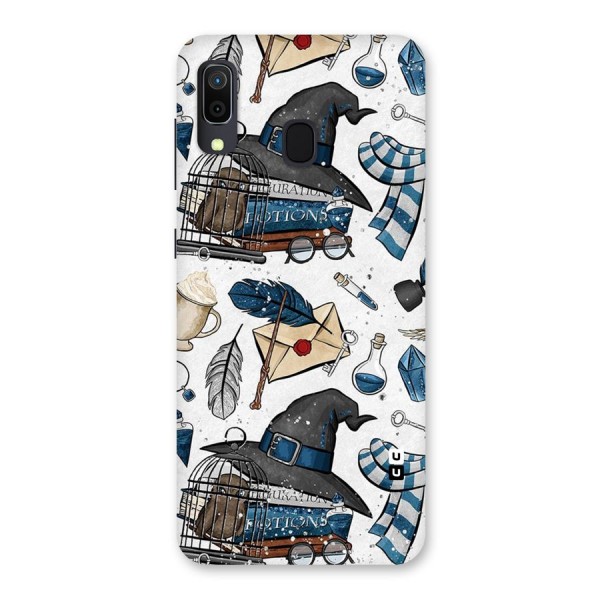 Blue Feather Hat Design Back Case for Galaxy A20