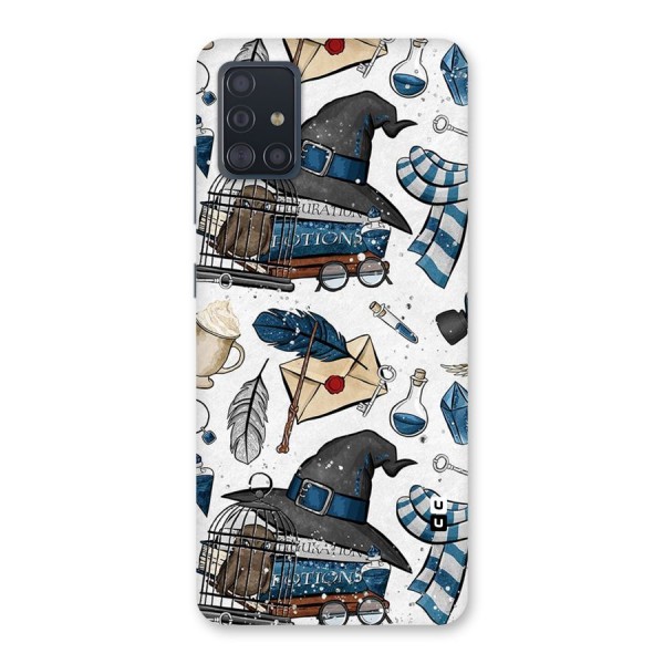 Blue Feather Hat Design Back Case for Galaxy A51