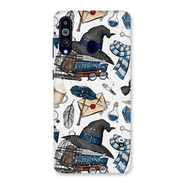 Blue Feather Hat Design Back Case for Galaxy A60