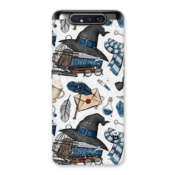 Blue Feather Hat Design Back Case for Galaxy A80