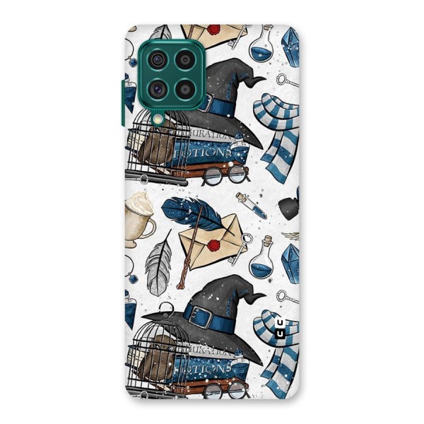 Blue Feather Hat Design Back Case for Galaxy F62