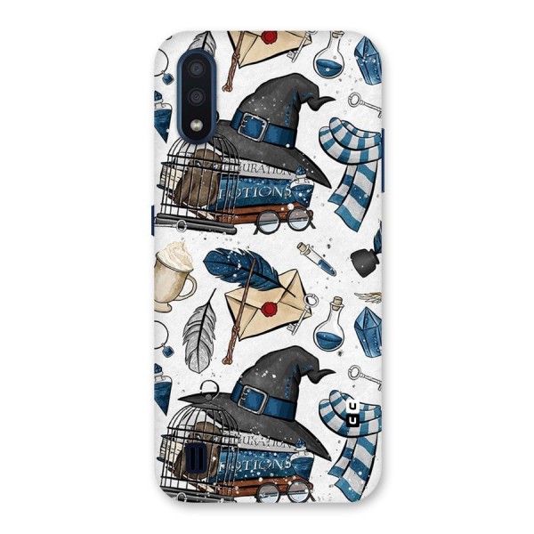 Blue Feather Hat Design Back Case for Galaxy M01