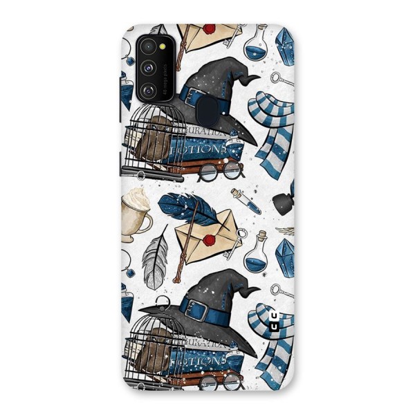 Blue Feather Hat Design Back Case for Galaxy M21