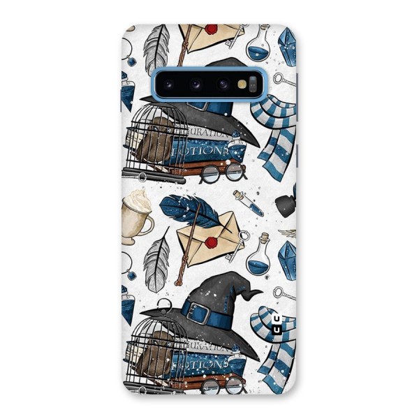 Blue Feather Hat Design Back Case for Galaxy S10