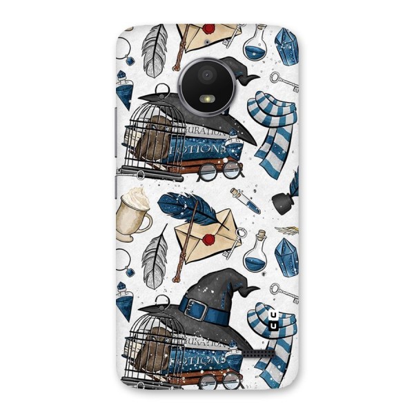 Blue Feather Hat Design Back Case for Moto E4