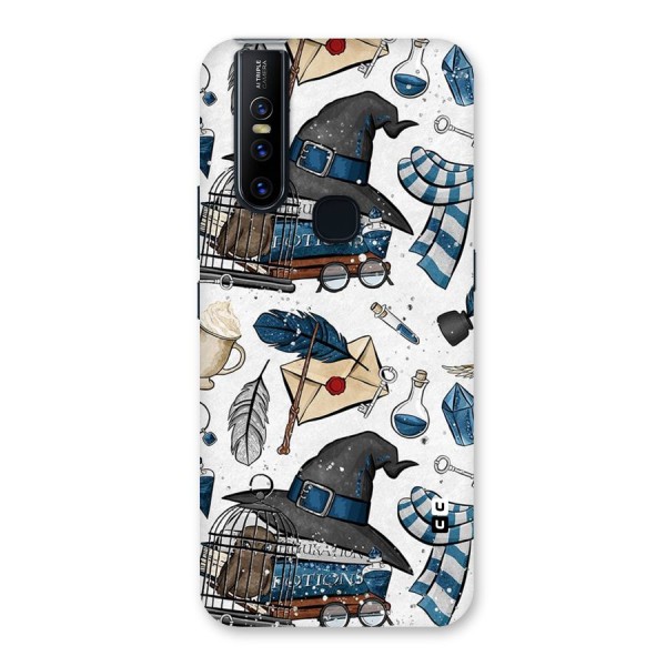 Blue Feather Hat Design Back Case for Vivo V15