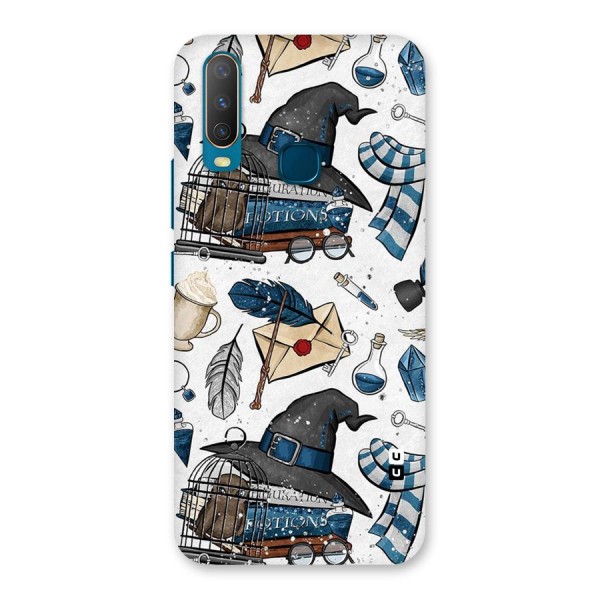 Blue Feather Hat Design Back Case for Vivo Y12