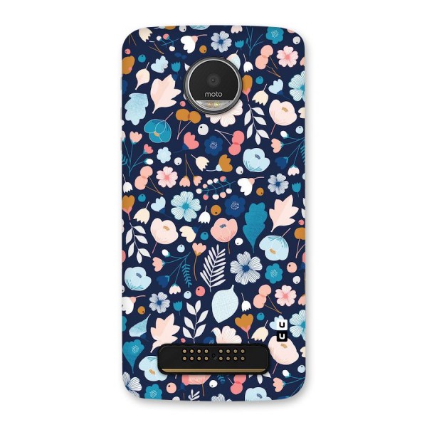 Blue Floral Back Case for Moto Z Play