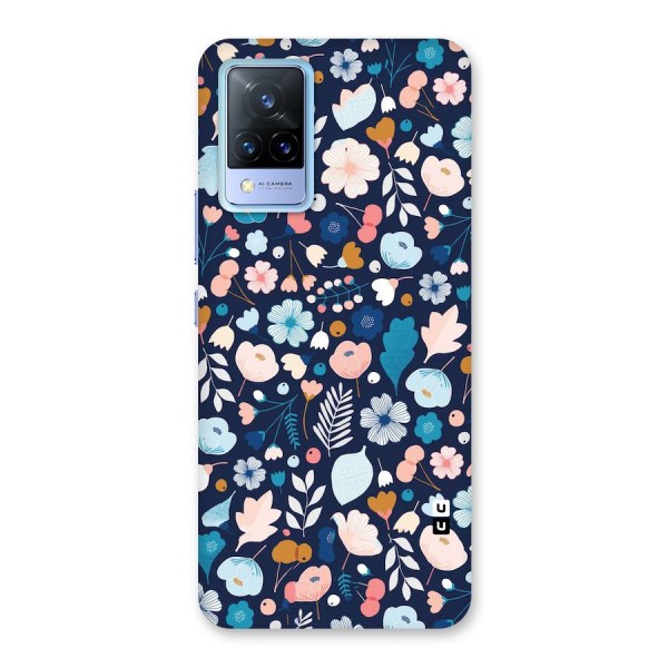 Blue Floral Back Case for Vivo V21 5G