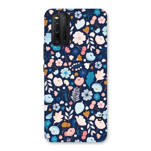 Blue Floral Back Case for Vivo iQOO 3