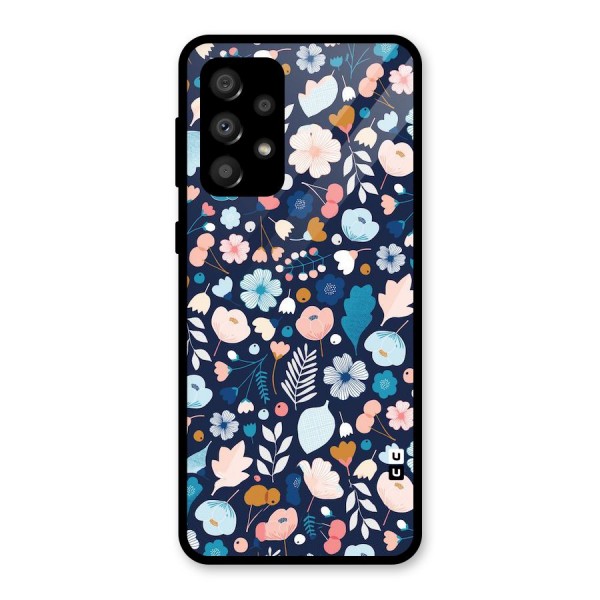 Blue Floral Glass Back Case for Galaxy A32