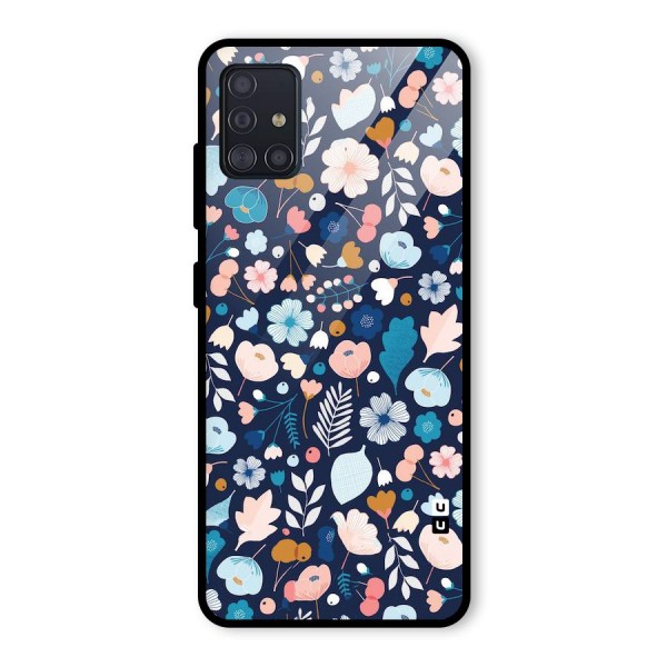 Blue Floral Glass Back Case for Galaxy A51