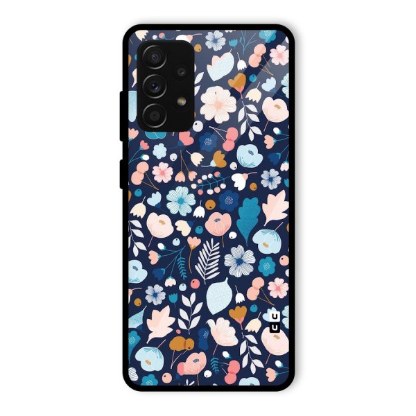 Blue Floral Glass Back Case for Galaxy A53 5G