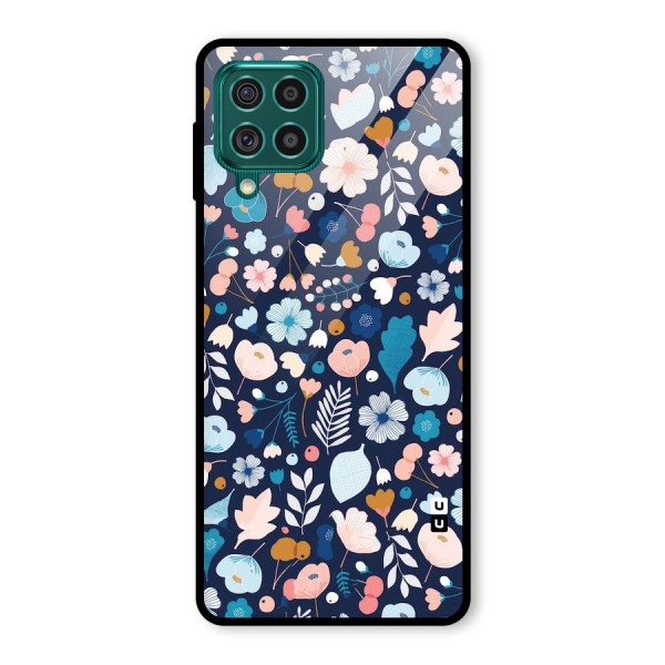 Blue Floral Glass Back Case for Galaxy F62