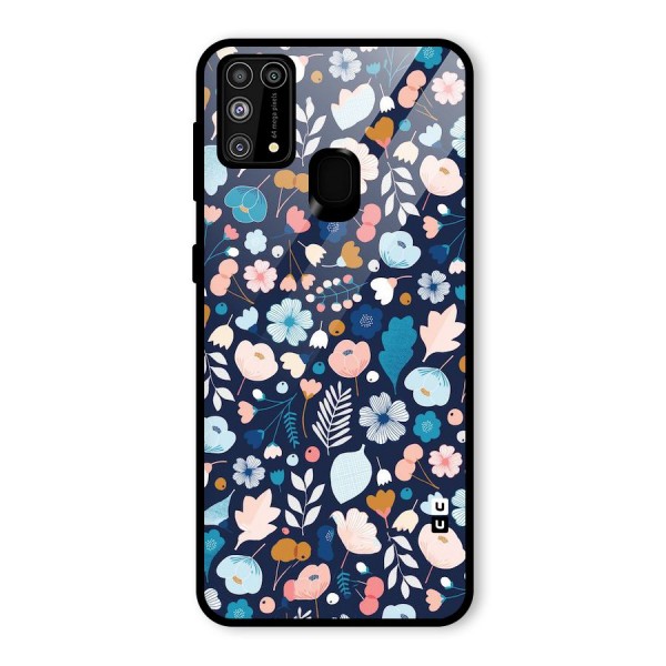 Blue Floral Glass Back Case for Galaxy M31