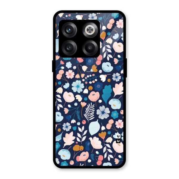 Blue Floral Glass Back Case for OnePlus 10T