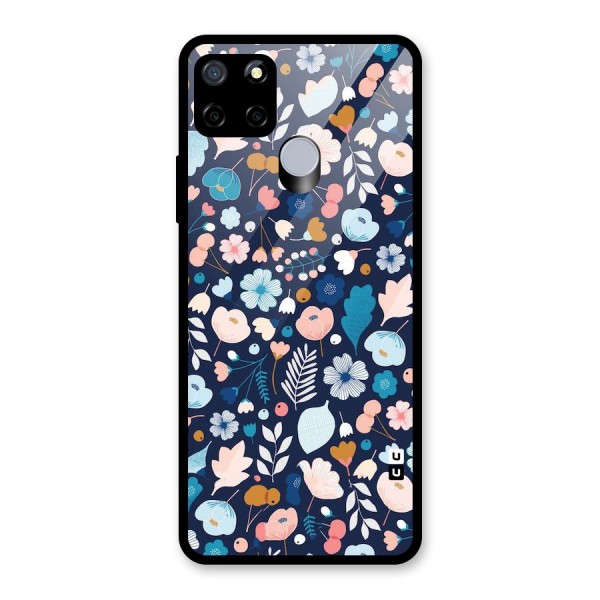 Blue Floral Glass Back Case for Realme C15