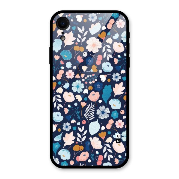 Blue Floral Glass Back Case for XR