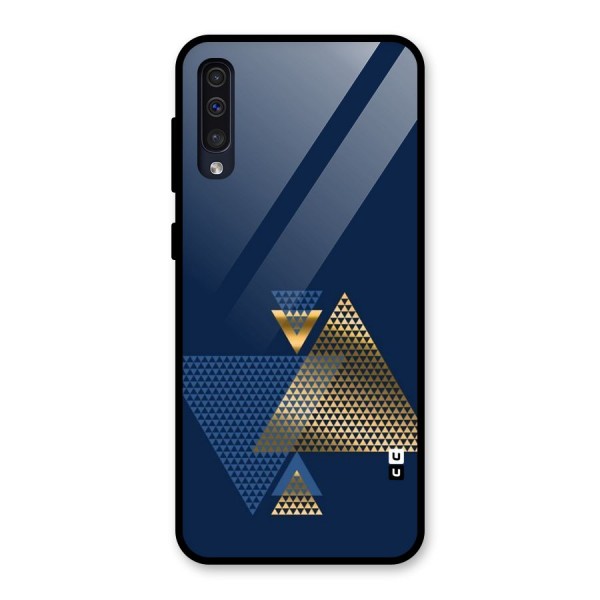 Blue Gold Triangles Glass Back Case for Galaxy A50