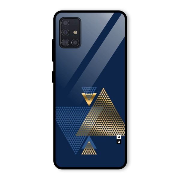 Blue Gold Triangles Glass Back Case for Galaxy A51