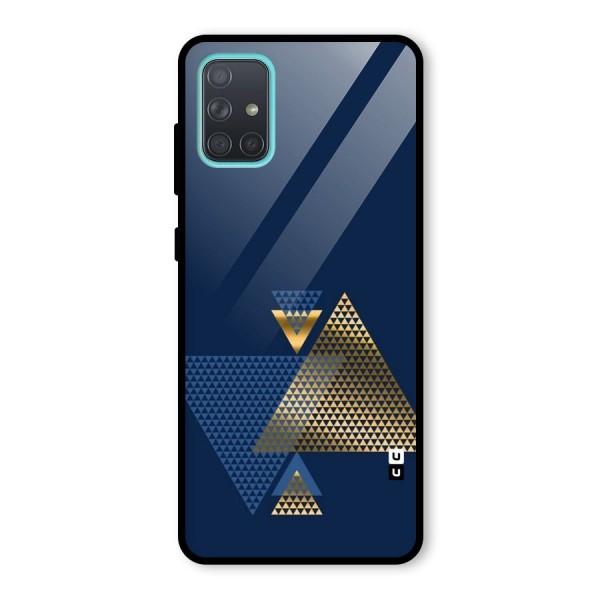 Blue Gold Triangles Glass Back Case for Galaxy A71