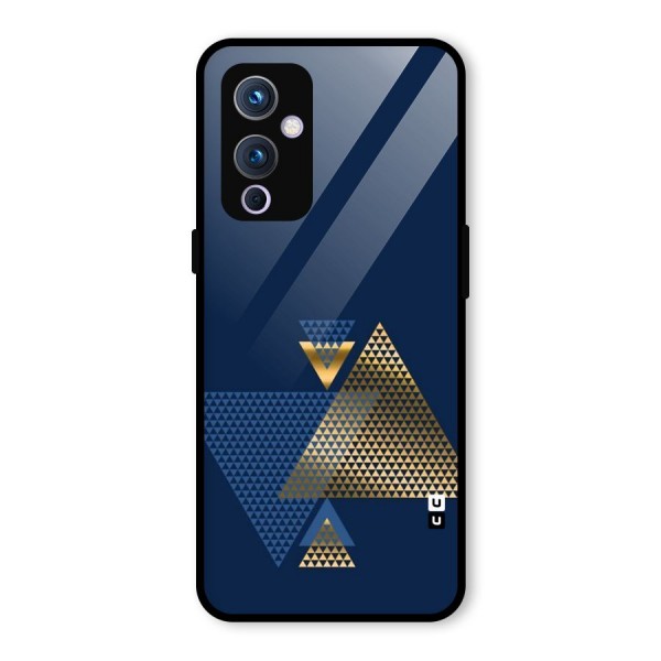 Blue Gold Triangles Glass Back Case for OnePlus 9