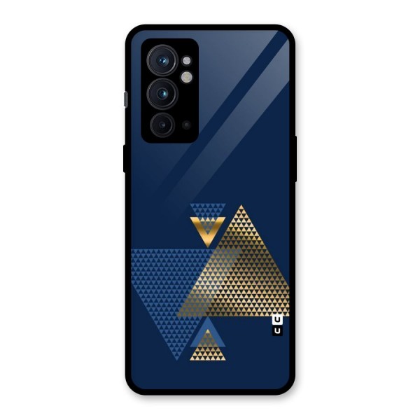 Blue Gold Triangles Glass Back Case for OnePlus 9RT 5G