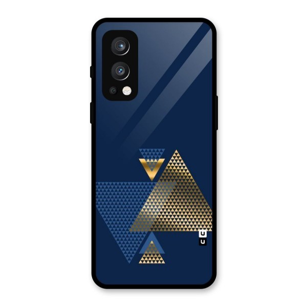 Blue Gold Triangles Glass Back Case for OnePlus Nord 2 5G